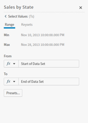 Set the start and end time of your data set for this filter