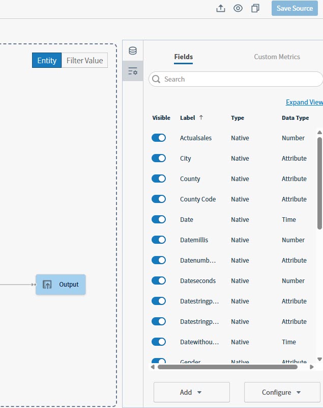 use this work area to manage the visibility of fields and other information related to your data
