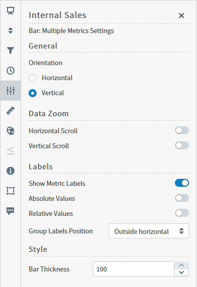 define the orientation and label settings for your visual