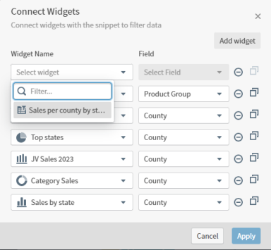 Link multiple filters to refine your data by multiple values
