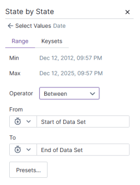 Set the start and end time of your data set for this filter