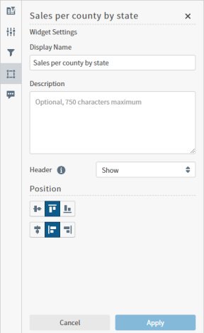 Use this work area to define widget settings