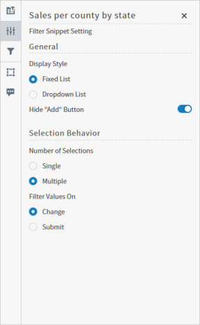 Use this work area to define filter snippet options