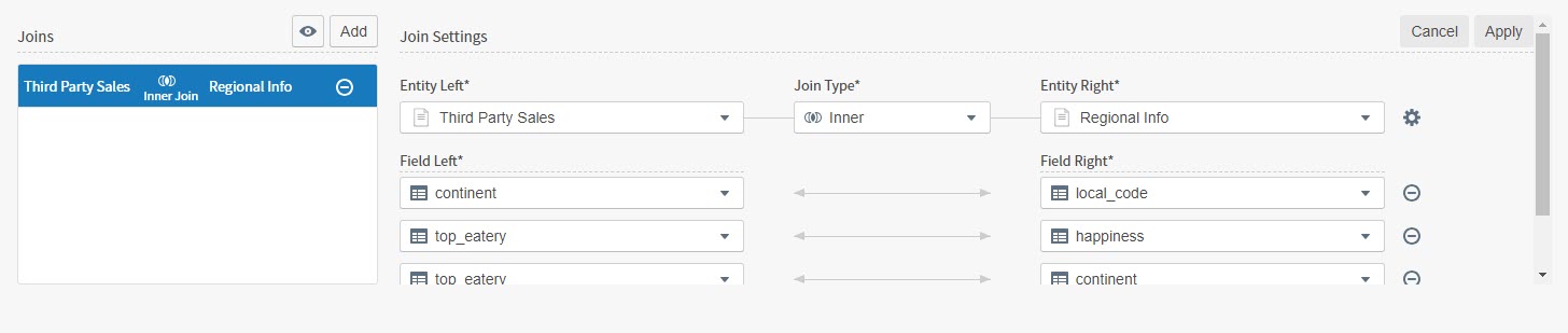use this area to create and edit joins