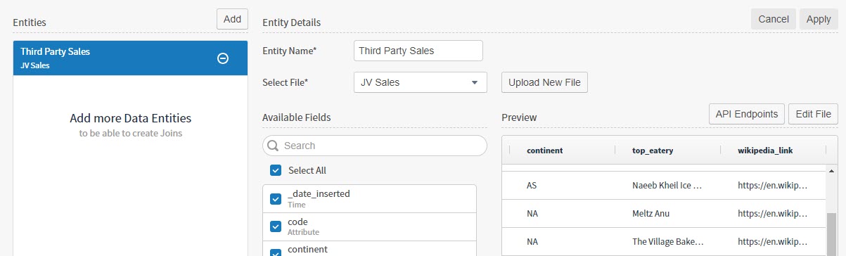 edit and manage data provided from a file