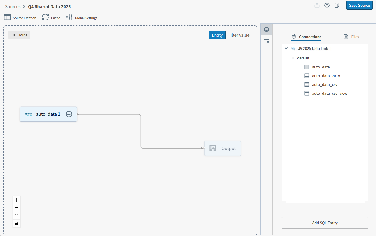 drag and drop your entity and schema to the work area